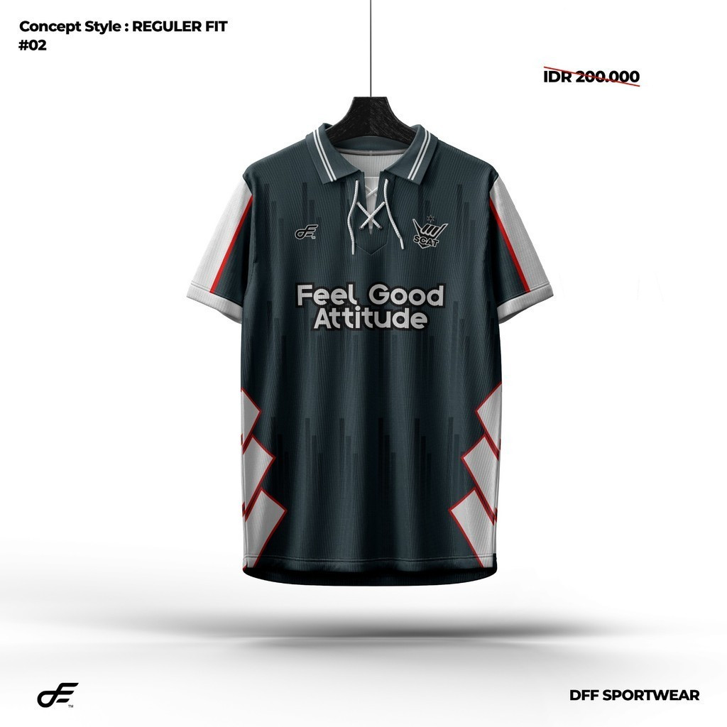 DFF SPORTWEAR - BAJU JERSEY FUTSAL VINTAGE PRIA KERAH TALI STREETWEAR Y2K RJP HIJAU PUTIH