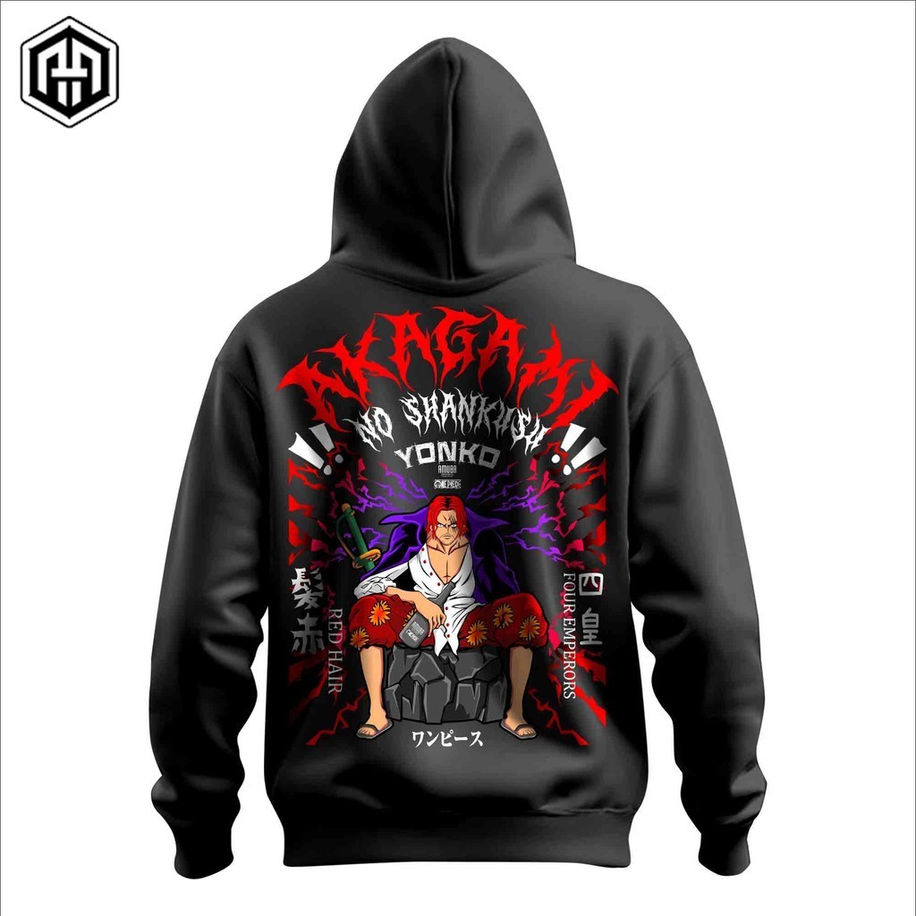 Jaket Hoodie AKAGAMI NO SHANK Emperor Killer Onepiece  - Kaos Anime One Piece Red Hair