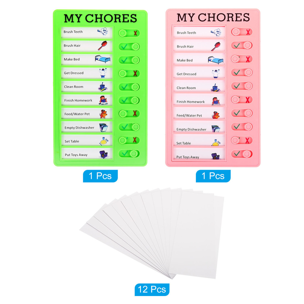 

2Pcs Checklist Board Set,Plastic Chore Chart to Do List Daily Routine Task Schedule Memo Planner for Home My Chore