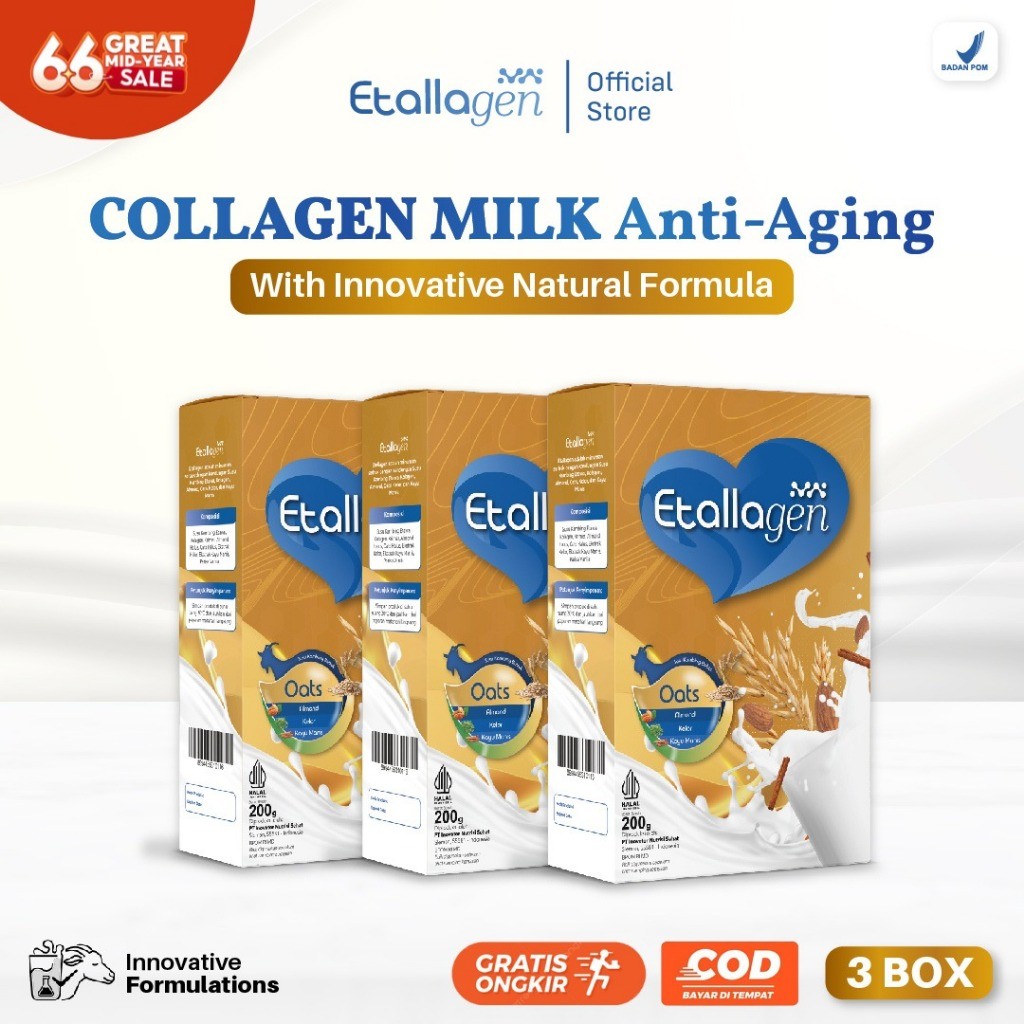 

3 Box Etallagen Collagen Susu Etawa Untuk Kecantikan Kulit & Sehatkan Tulang Anti Penuaan Dini BPOM