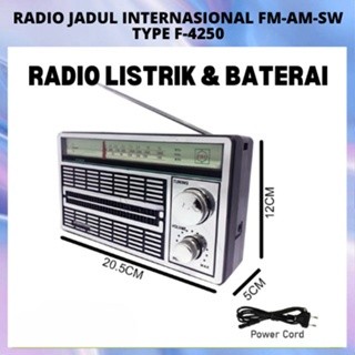 RADIO LISTRIK dan BATERAI JADUL F-4250 DENGAN 3 BAND AM-FM / PORTABLE RADIO JADUL UNIK AC-DC/RADIO L