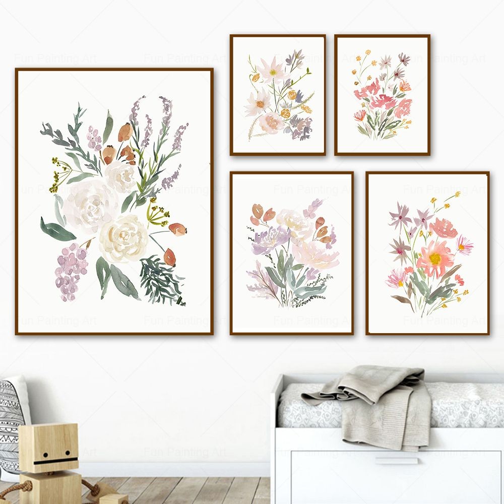 

Fresh Colorful Flower Wall Art Canvas Painting Minimalism Watercolor Nordic Posters And Prints Wall Picture Aesthetic Room Decor