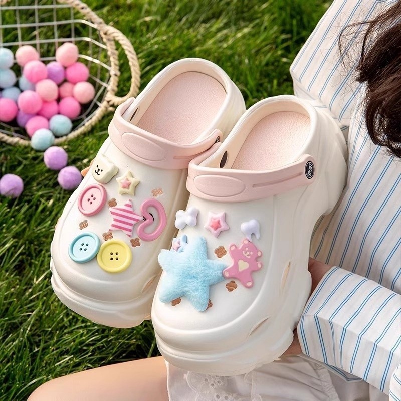 Sandal anak perempuan baru dengan aksesori dekorasi gaya Korea DIY yang lucu