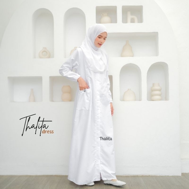 PARXETSHOP  Gamis Manasik Haji Umroh Daily Abaya Putih Toyobo