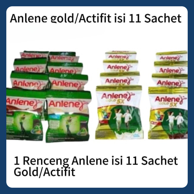 

ANLENE 11 SACHET GOLD 25GR / ACTIFIT VANILA 20GR COKLAT 22GR (11 SACHET) EXP JUNI SEPT 2026