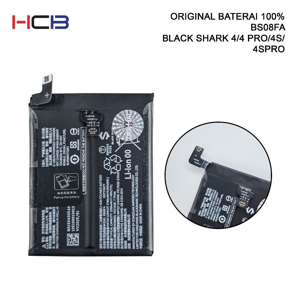 ORIGINAL HCB | Baterai Xiaomi BS08FA Black Shark 4/4 Pro/4S/4S Pro Original 100% Battery Batteray Ba
