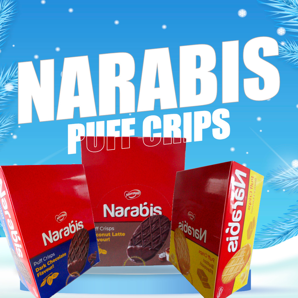 

Naraya - Narabis Puff Crisps 420g (Butter - Dark Chocolate - Coconut Latte) Flavour