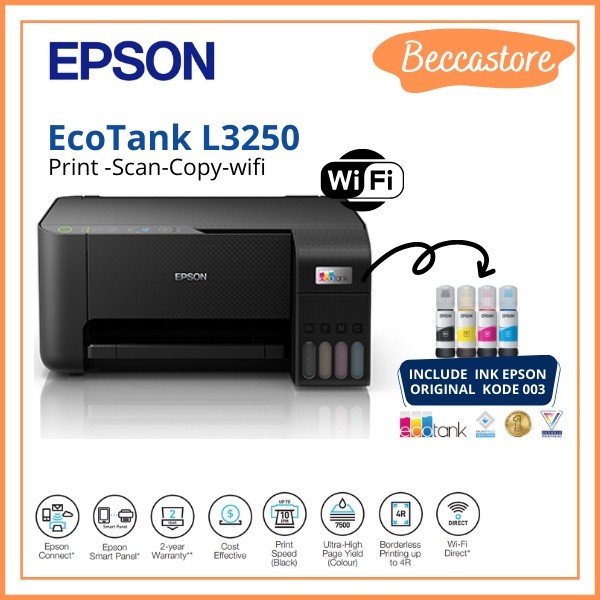 

Printer Epson L3250 / L3256 NEW EcoTank print scan copy wifi Termurah Pengganti L3150