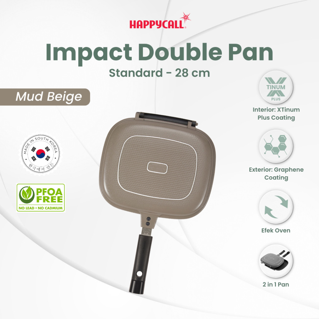 HappyCall Impact Double Pan 28 cm - Beige - Alat Panggang Dua Sisi