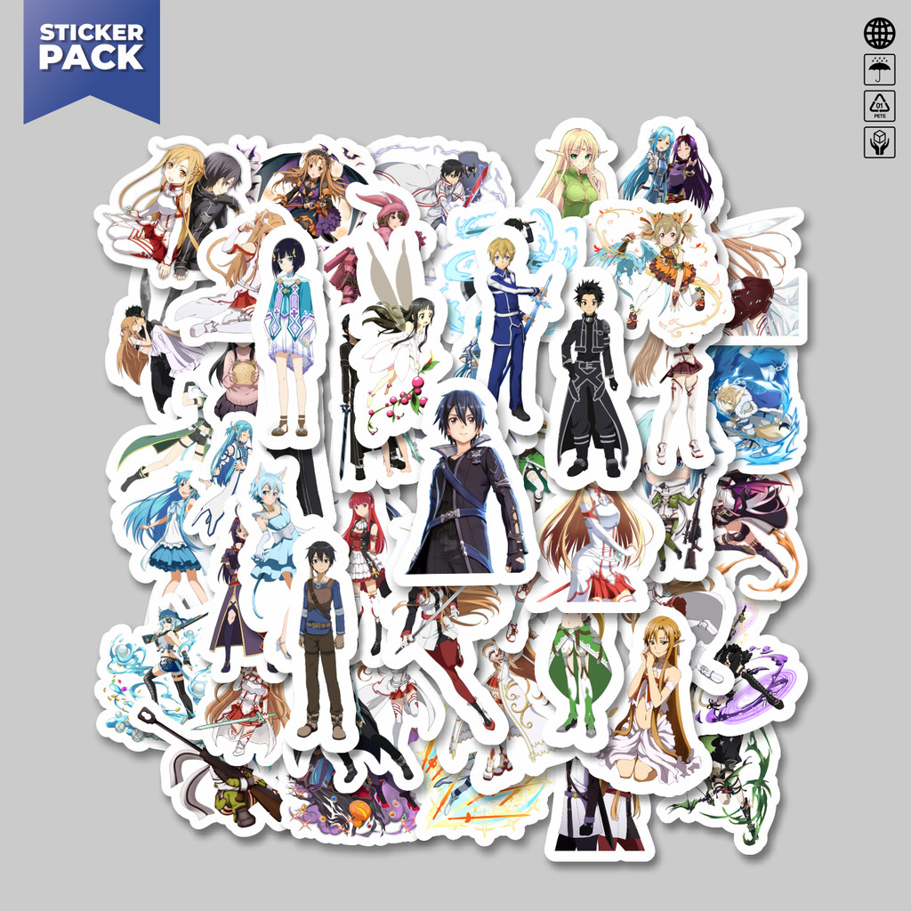 

[100PCS]Stiker Pack Sticker Anime Sword Art Online Aesthetic Vinyl Anti Air Dekorasi Sticker Laptop Buku Journal Koper Helm Casing HP Gitar Helm Skateboard