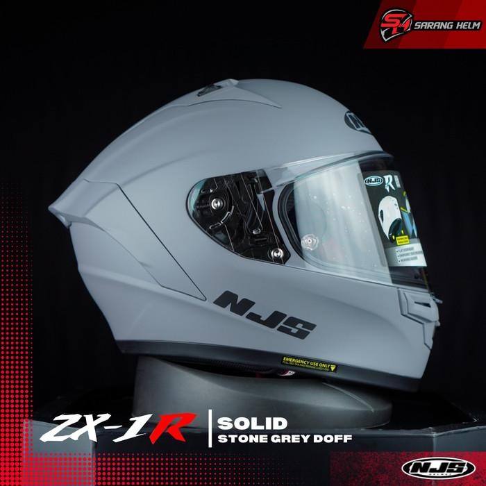 NJS ZX-1R Solid - Helm Fullface | NJS ZR | NJS Fullface | ZR Polos | Helm NJS Ori | SNI - Stonegrey 