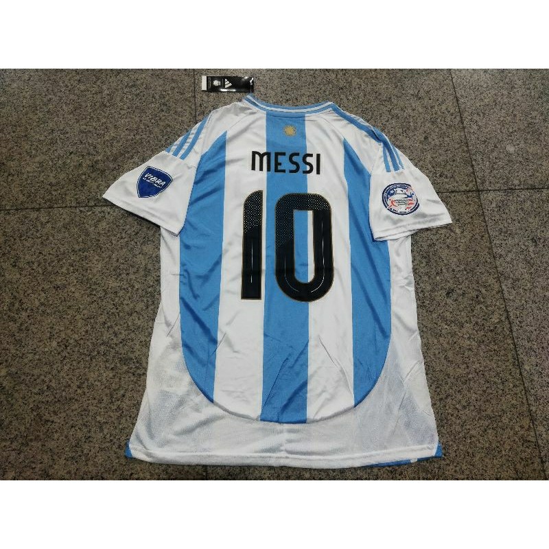 JERSEY BAJU BOLA ARGENTINA HOME 2024 + FULL PATCH & NAMESET MESSI GRADE ORI