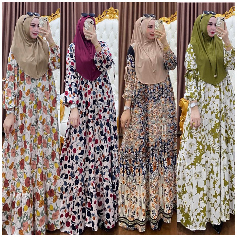 Z5 Odelia - Gamis set Jilbab bergo / Daily gamis / Rayon premium diamon /Gamis wanita set jilbab / G