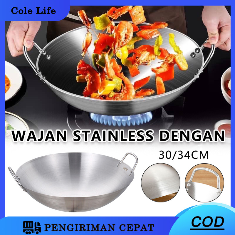 Wajan Stainless Tebal Kuali Besar Premium /Wajan Stainless Dengan