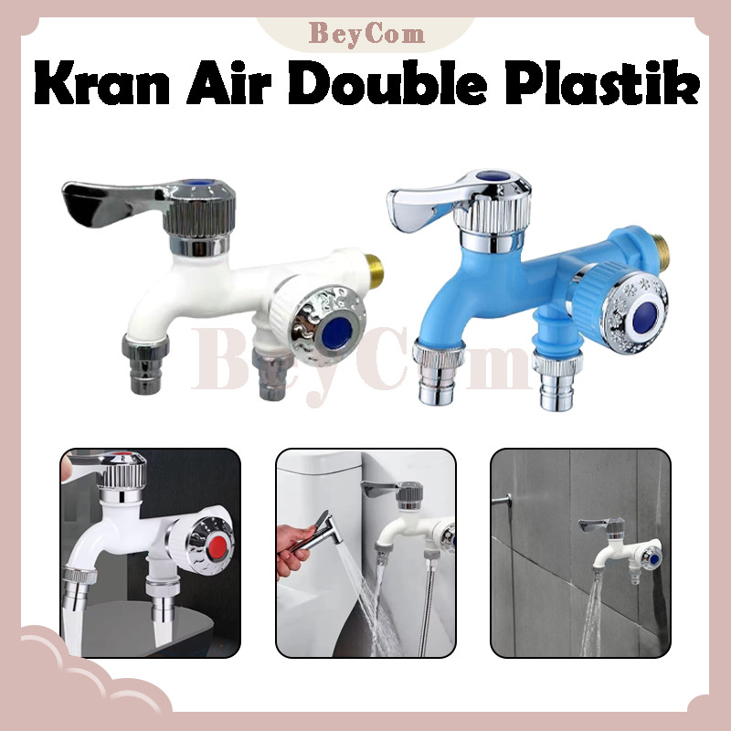 Kran Cabang 2 Double Shower/Kran Cabang Engkol/Kran Air Double Plastik