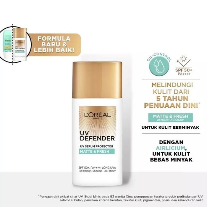 Loreal Paris Sunscreen UV Defender UV Serum Protector Matte & Fresh Sunscreen 50 ml
