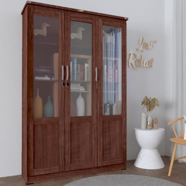 Lemari rak buku pintu kaca 3 pintu - Bandung area saja