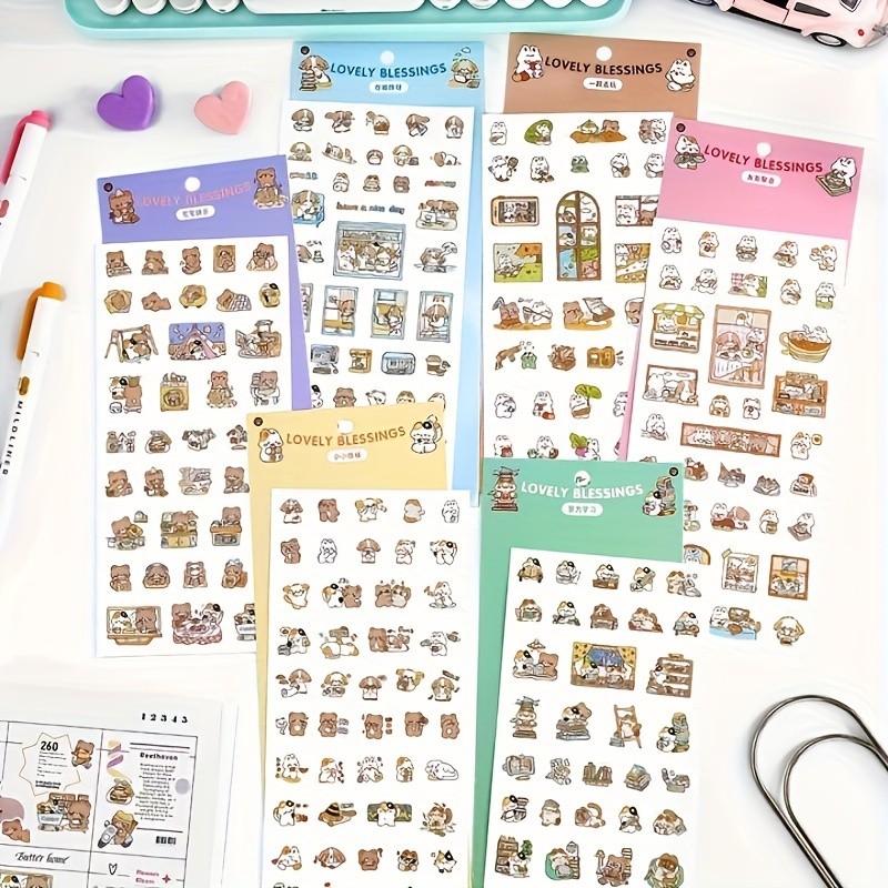 

MOHAMM 1 Sheet Cute Cartoon Animal Paper Decorative Material Stickers for Collage Scrapbooking DIY Journaling cute stickers