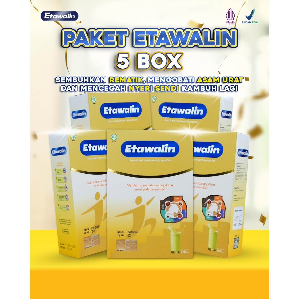 

PAKET 5 BOX ETAWALIN - SUSU HERBAL ETAWA ATASI ASAM URAT DAN NYERI SENDI ORIGINAL