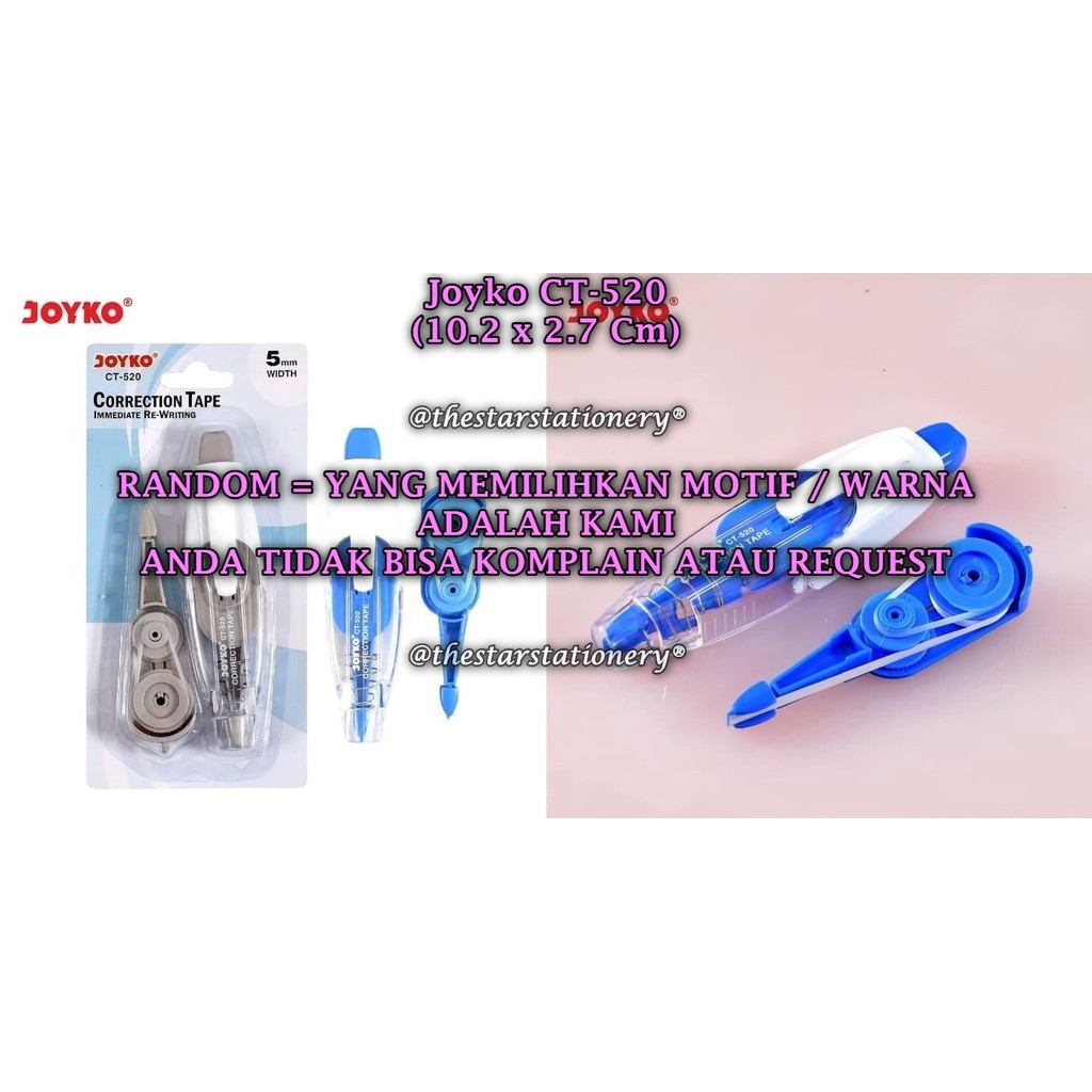

(1 Biji) GROSIR Correction Tape JOYKO CT-520 (5.5Mx5mm) / Pita Koreksi Joyko CT-520 (1 Biji)