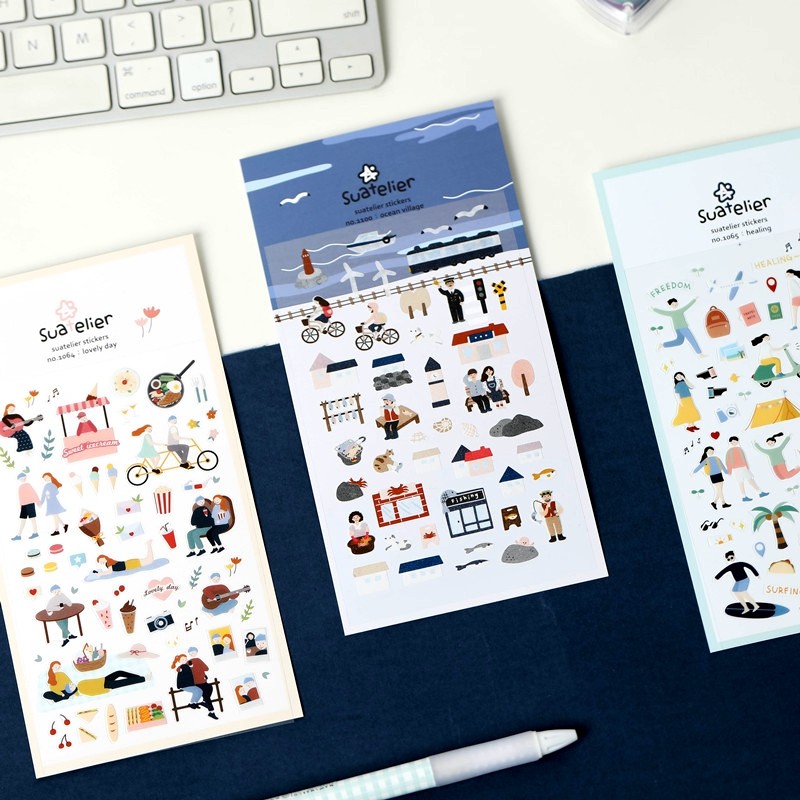 

Suatelier Scrapbook Stickers Korea Stationery Junk Journal Diary Deco Sticker Scrapbooking Supplies DIY Photo Album Decoration