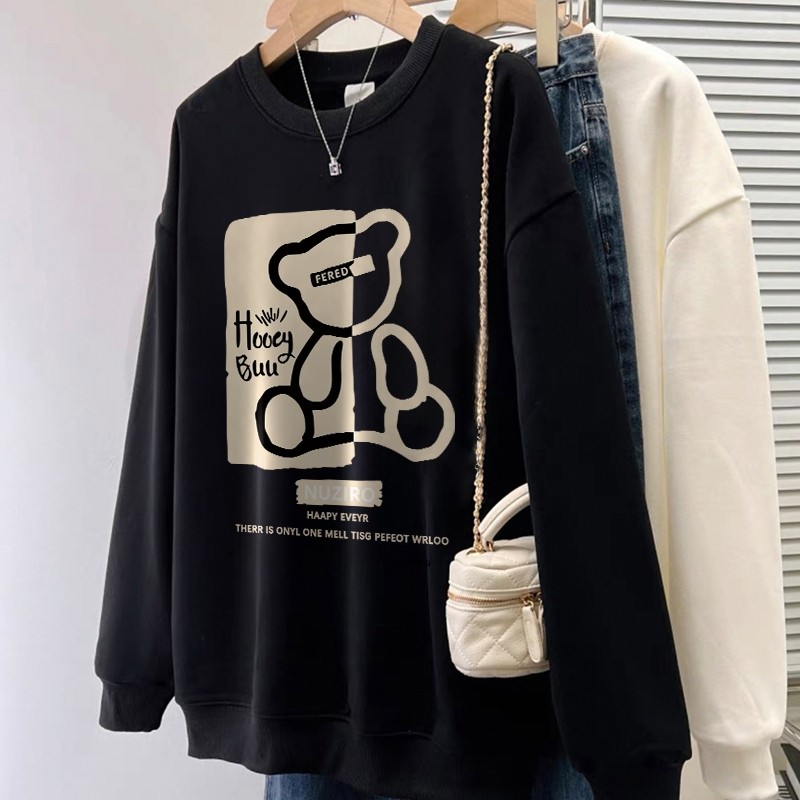 Forteid Sweater Lengan Panjang Oversized Street Style Korean Style/Switer Wanita Oversize Kaos Korea