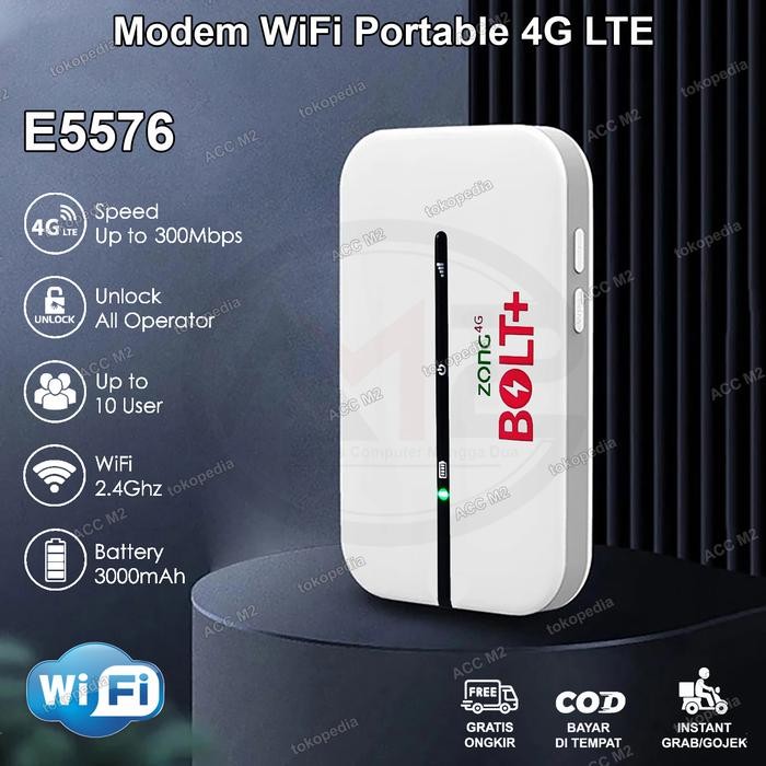 Modem Wifi Portable E5576 BOLT+ MiFi 4G LTE Support all Operator - Logo Bolt+New Stock