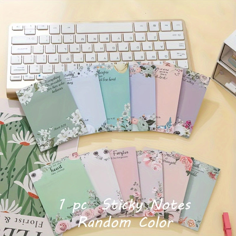 

Inspirational Bible Scripture Self-Adhesive Memo, 30 Sheets, Vintage Floral Christian Sticky Notes, Faith Inspirational Notepad, Perfect Gift for Christian (Random Color)
