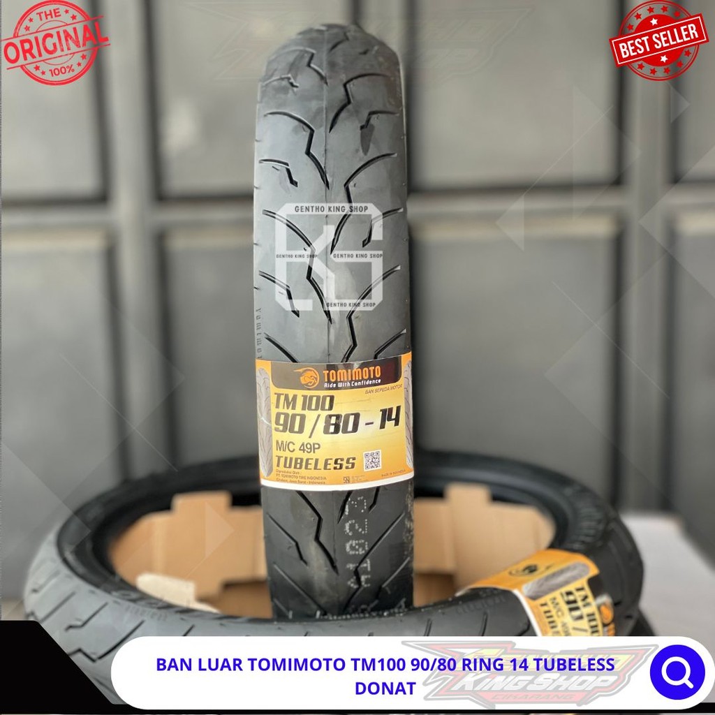 BAN LUAR TOMIMOTO TM100 90/80 RING 14 TUBELESS DONAT