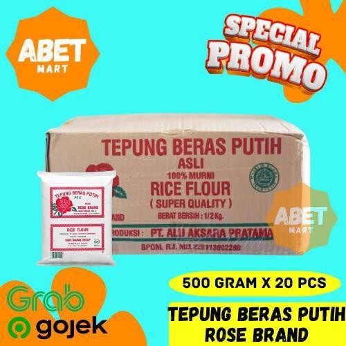 

Tepung Beras Rose Brand 500gr 1 Dus 20pcs - Rosebrand 500 gr Pulut 20 Pcs Pak Rice Flour 1/2kg 1dus Kue Basah Gorengan Jajanan Pasar INSTAN CARGO REGULER