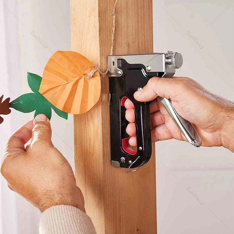 

BECKY Gratis 600 paku 3 In 1 Pistol Kuku Pistol Stapler Konstruksi Konstruksi Furnitur DIY Pelapis