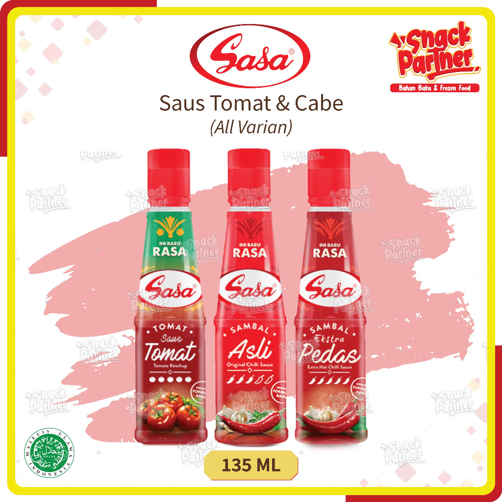 

Saos SASA 135 ML - Botol Saus Sambel Sambal Asli Cabe Chili Extra Hot Pedas Tomat Ketchup 135ML