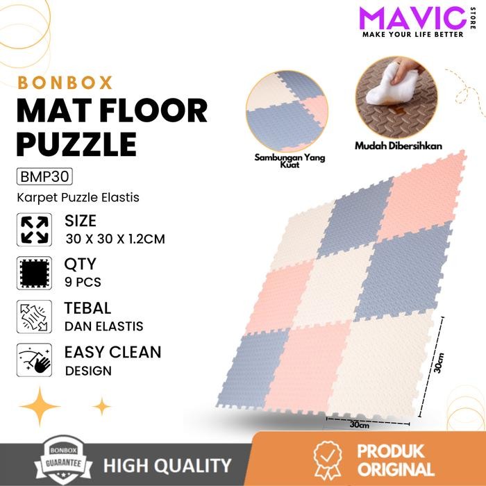 BONBOX BMP30 Matras Puzzle Alas Lantai Tebal 30x30CM Karpet Playmat - Pink*Blue*White