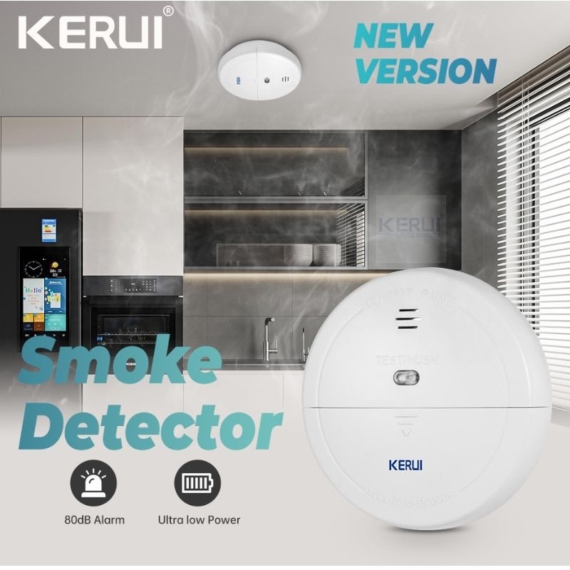 Kerui Wireless Smoke Detector Konek ke Kerui Alarm Sistem bisa independent Pendeteksi Asap