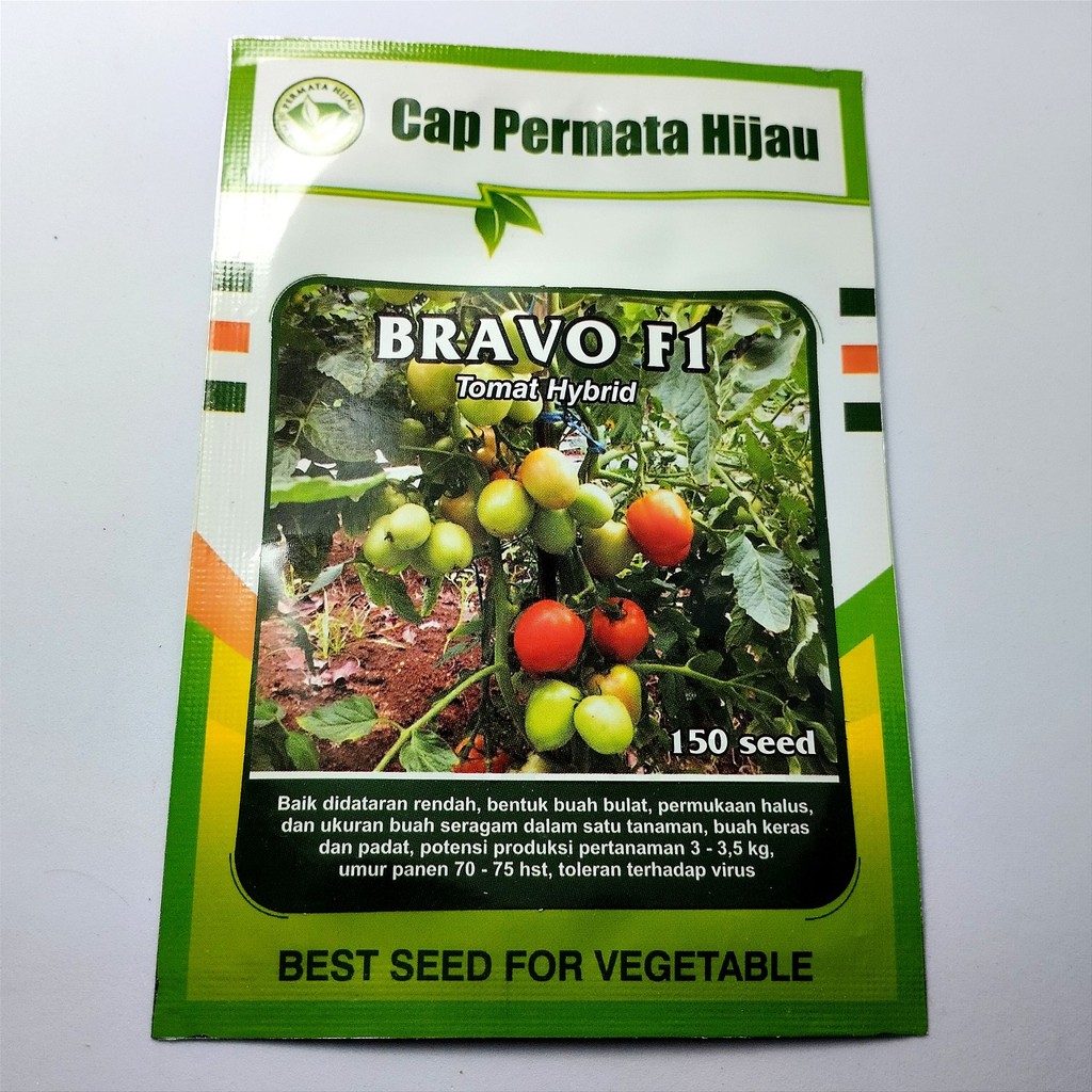 Benih SP Tomat BRAVO isi 150 Biji Hibrida F1 Bibit Cap PERMATA HIJAU Small Pouch