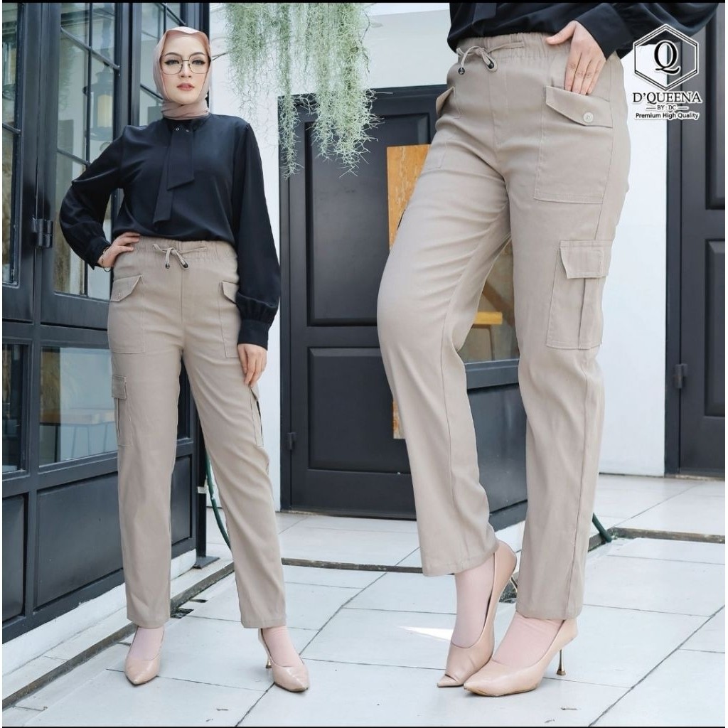 CELANA KULOT CARGO WANITA HIGHWAIST TWILL FULL STRETCH