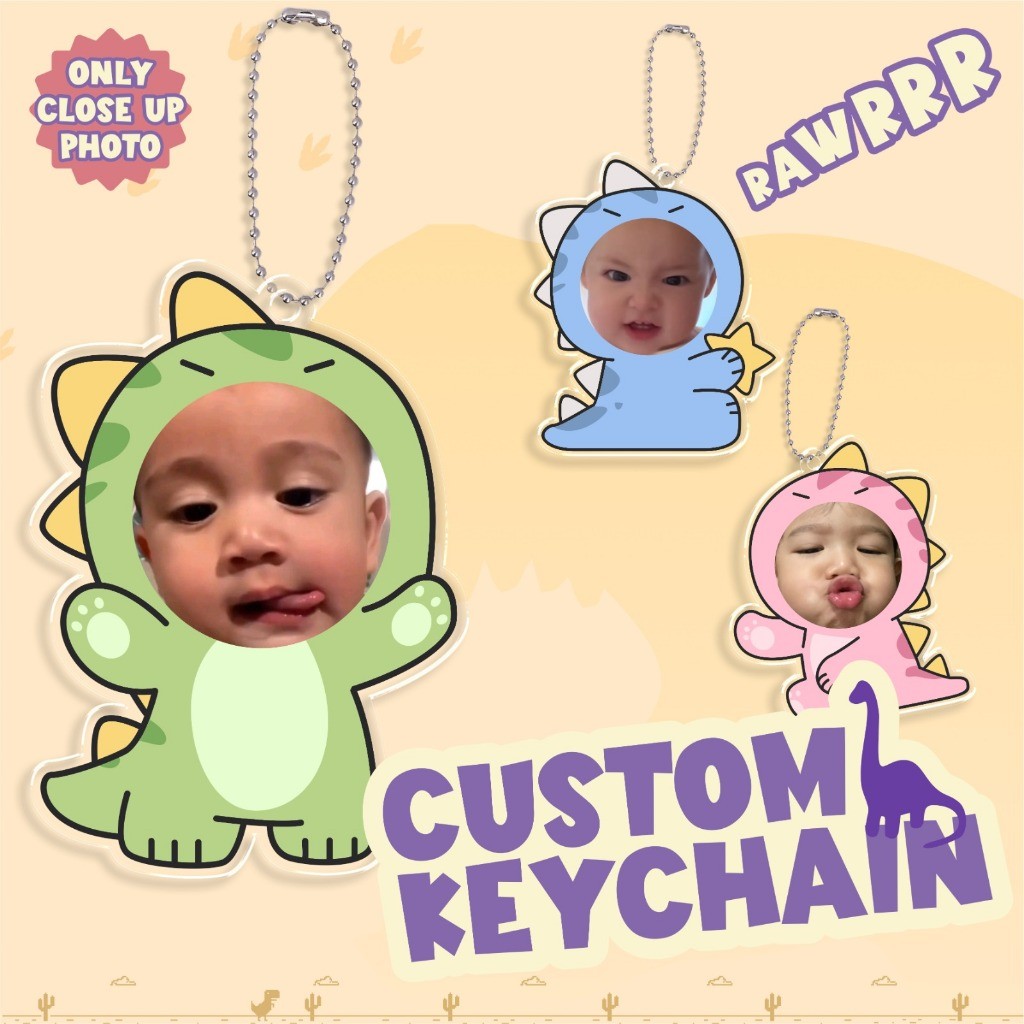 Gantungan Kunci Akrilik Dinosarus | keychain | Ganci lucu custom wajah | keychain acrylic (6)