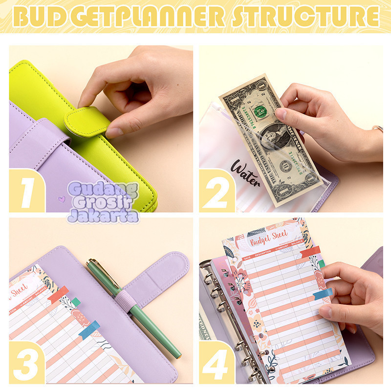 

Binder Polos A6 PU Leather Loose Leaf NotZipper Bag Macaron Hand Ledger 31 pcs RJ4