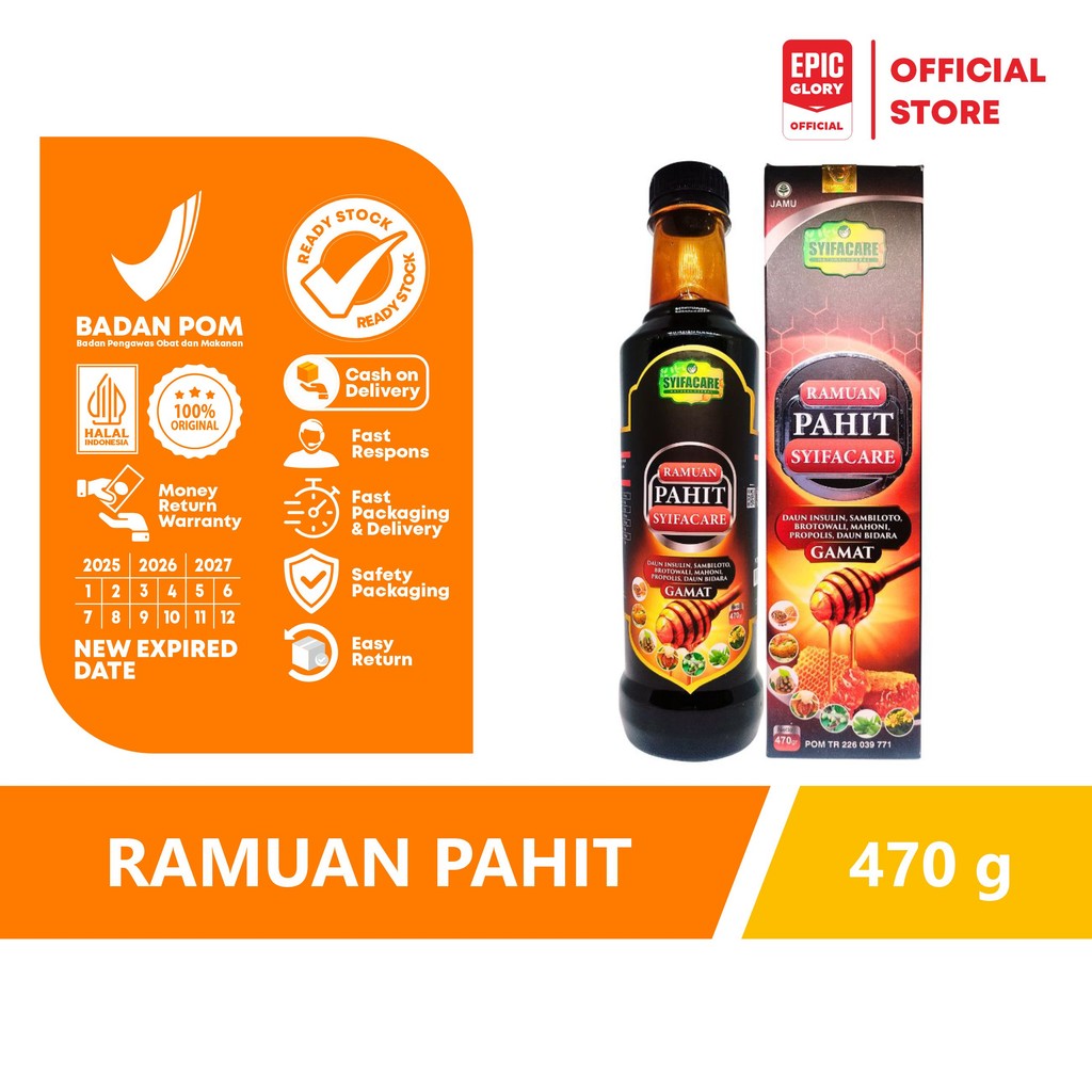 Ramuan Pahit Madu Hitam Pahit Syifacare komposisi madu insulin sambiloto brotowali mahoni propolis b