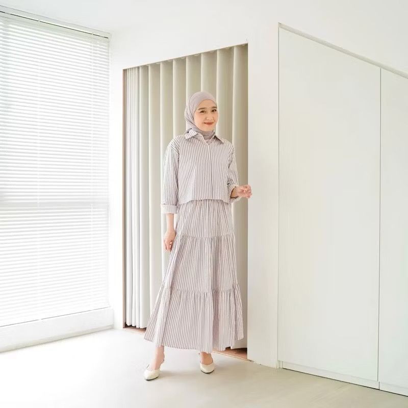 ZERAX - ZRD SET MAXITA KEMEJA DENGAN ROK PANJANG MODEL TERBARU VIRAL / CLARA One Set | Kemeja Wanita