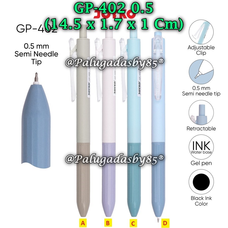 

(1 Biji) Gelpen JOYKO GP-402 0.5 Gel Pen Black / Gel Pen Pulpen Pena Joyko GP-402 0.5 mm (1 Biji)
