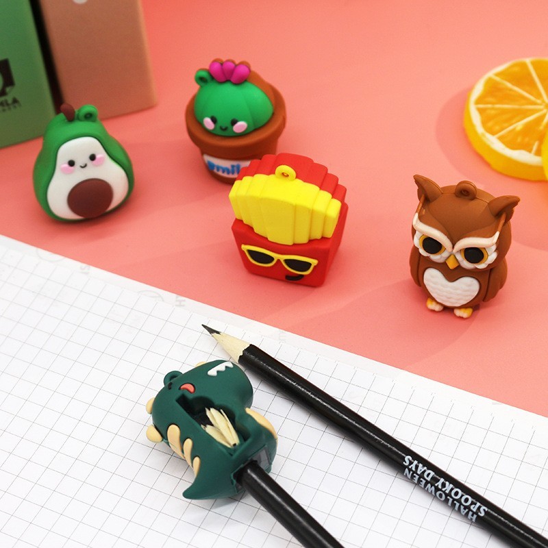 

New Creative Styling Pencil sharpener Single hole Pencil sharpener Cartoon Mini Turnaround Knife Portable Stationery Gift