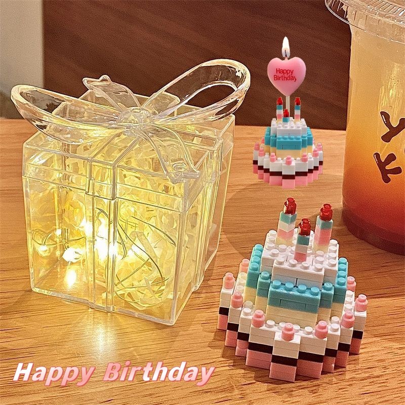 Nano Block Cake Gift Box / Mainan Blok Balok Susun Mini Cake /  Kue Ulang Tahun Mini Balok / Buildin