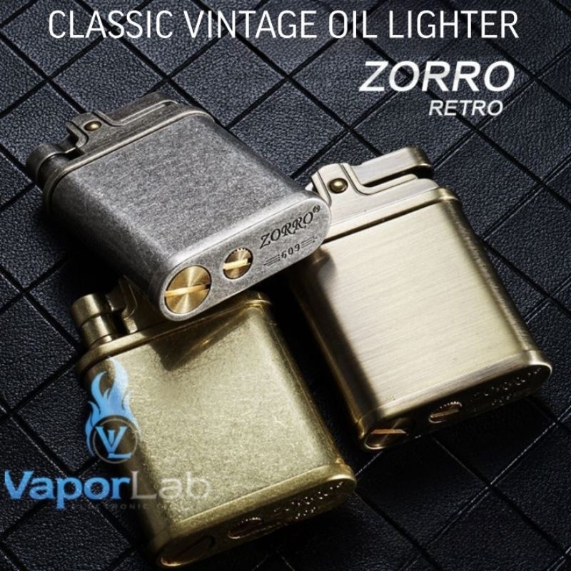 korek api minyak classic zorro 609 vintage copper oil lighter giftbox
