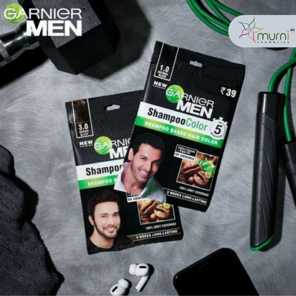 [ MURNI ] Garnier Men Shampoo Color (Pewarna Rambut Pria Semudah Shampoo)