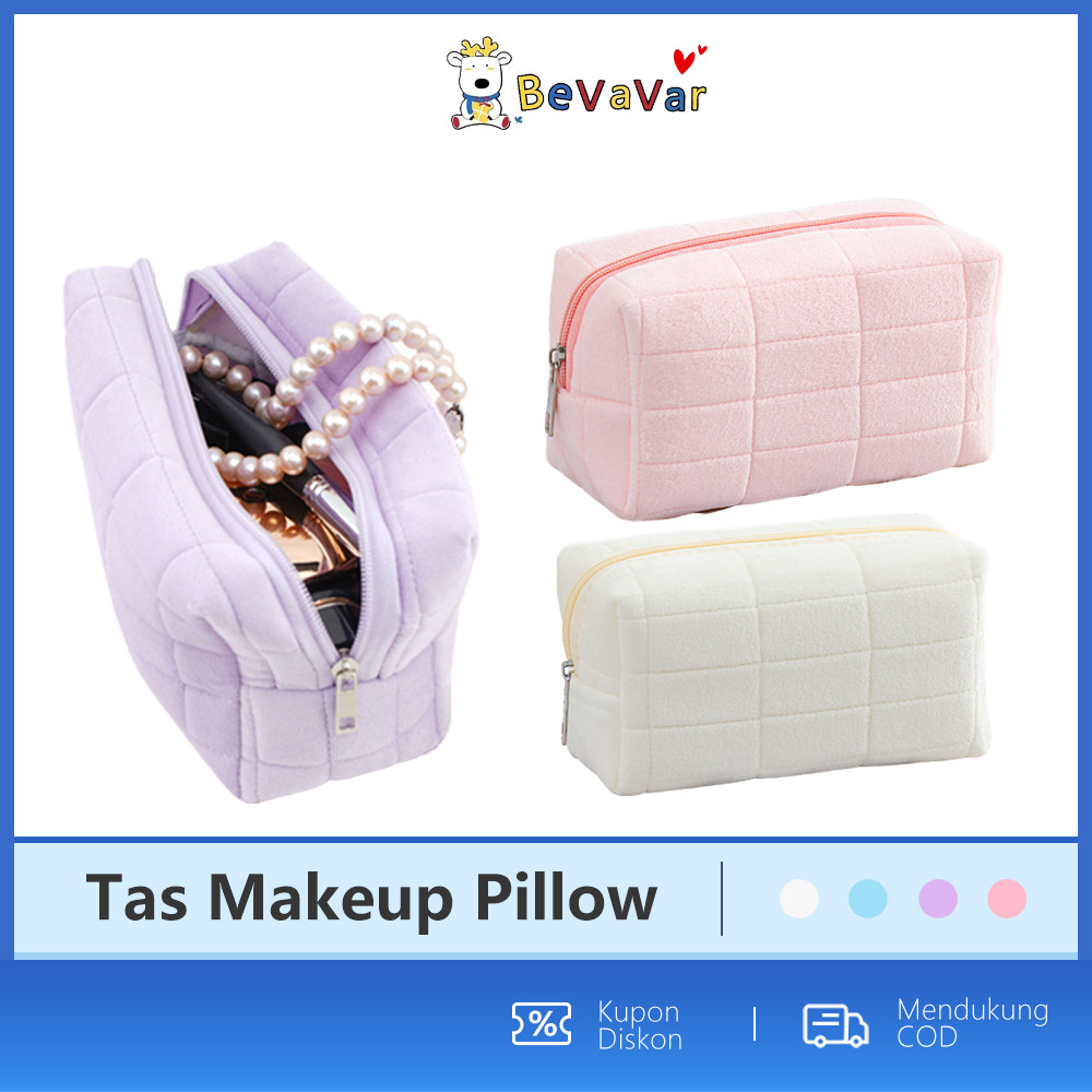 BEVAVAR Tas Makeup Lucu Tempat Pouch Pillow Korea Serbaguna Cosmetic Bag