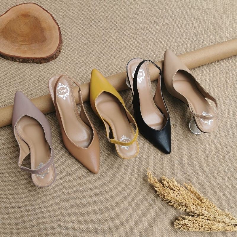 WELSERRSHOP  ARF Collection ZENITH Sepatu Selop Wanita Hak Kaca 5 CM