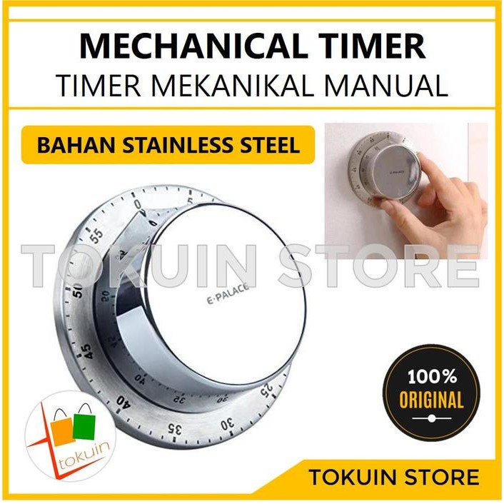 ADIWRN Timer Masak Dapur Manual Mekanik Magnet Kitchen Timer Analog Stainless