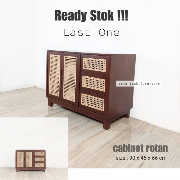 Cabinet Drawer Minimalis Rotan Kayu Jati