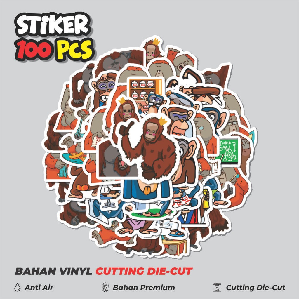 

Terbaru! 50 pcs Stiker Hewan Orang Utan Dekorasi Lucu Kreatif untuk Notebook, Skateboard, HP